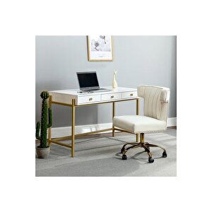 Mati̇lda Gold Metal Çalişma Masasi, Beyaz