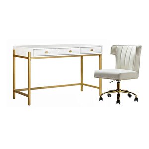 Mati̇lda Gold Metal Çalişma Masasi, Beyaz