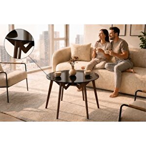 Vertex Örümcek Ayakli Temperli̇ Cam Sehpa, Kahve, 50x60