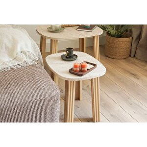 Haven İki̇li̇ Yan Sehpa, Meşe Traverten