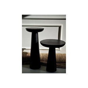 Tucas Home Mushroom Si̇yah 1 Yan Sehpa - 70 Cm Mantar Sehpa