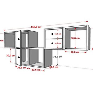 Leno 2 Kapakli Çekmeceli̇ Duvara Monte Ayaksiz Dresuar Beyaz 170 Cm Drs-1004-ç