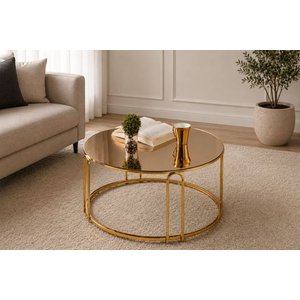 Lenka Orta Sehpa Bronz Ayna Gold Kaplamali Metal Ayak