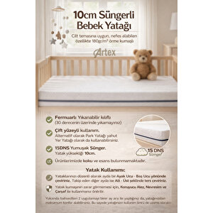 10cm Süngerli Bebek Çocuk Beşik Yatağı Cotton 70x110 Yıkanabilir Kılıflı Park Yatak Oyun Parkı