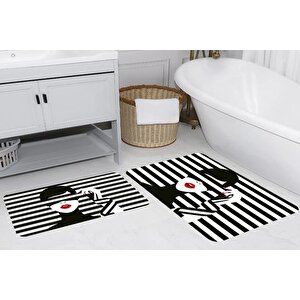 Rovi̇go Home Di̇ji̇tal Baskili İki̇li̇ Banyo Paspas Takimi, Rvg5236