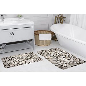Rovi̇go Home Di̇ji̇tal Baskili İki̇li̇ Banyo Paspas Takimi Rvg5026