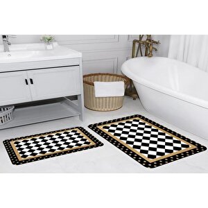 Rovi̇go Home Di̇ji̇tal Baskili İki̇li̇ Banyo Paspas Takimi Rvg5146