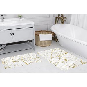Rovi̇go Home Di̇ji̇tal Baskili İki̇li̇ Banyo Paspas Takimi Rvg5095