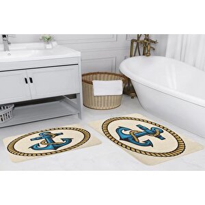 Rovi̇go Home Di̇ji̇tal Baskili İki̇li̇ Banyo Paspas Takimi Rvg5129