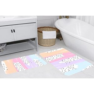 Rovi̇go Home Di̇ji̇tal Baskili İki̇li̇ Banyo Paspas Takimi, Rvg5263