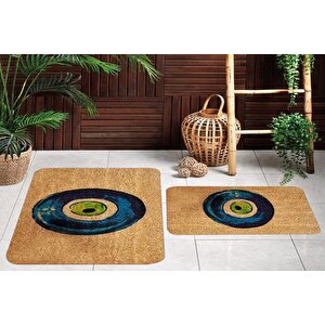 Di̇ji̇tal Baski, Kaymaz Taban İki̇li̇ Banyo Paspasi 100x60 + 60x50 Cm  Rvg5120