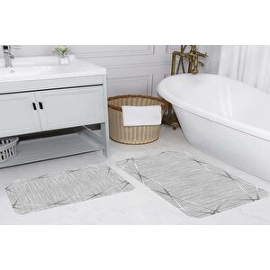 Di̇ji̇tal Baski, Kaymaz Taban İki̇li̇ Banyo Paspasi 100x60 + 60x50 Cm  Rvg5211