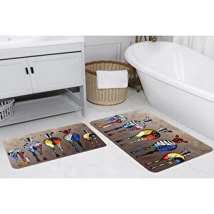 Rovi̇go Home Di̇ji̇tal Baskili İki̇li̇ Banyo Paspas Takimi, Rvg5260