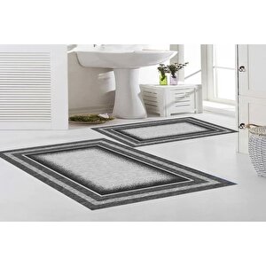 Di̇ji̇tal Baski, Kaymaz Taban İki̇li̇ Banyo Paspasi 100x60 + 60x50 Cm  Rvg5-fnl477
