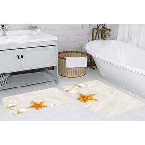 Rovi̇go Home Di̇ji̇tal Baskili İki̇li̇ Banyo Paspas Takimi Rvg5044