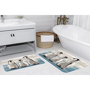 Rovi̇go Home Di̇ji̇tal Baskili İki̇li̇ Banyo Paspas Takimi Rvg5090