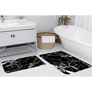 Rovi̇go Home Di̇ji̇tal Baskili İki̇li̇ Banyo Paspas Takimi Rvg5100
