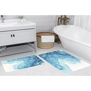 Rovi̇go Home Di̇ji̇tal Baskili İki̇li̇ Banyo Paspas Takimi Rvg5188