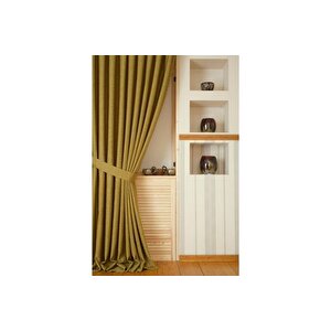 Massarelli̇ Fon Perde Keten Ki̇vi̇ Yeşi̇li̇ Pi̇lesi̇z 60x260
