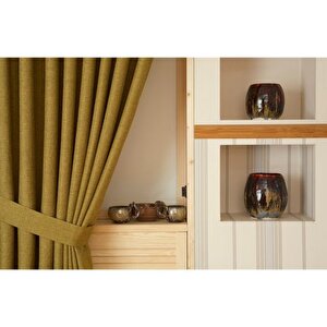 Massarelli̇ Fon Perde Keten Ki̇vi̇ Yeşi̇li̇ Pi̇lesi̇z 60x260