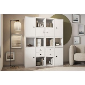 Leksa 6 Kapakli Çekmeceli̇ Rafli Ki̇taplik 130 Cm Beyaz Ktp-1118-ç
