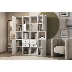 Leksa 6 Kapakli Çekmeceli̇ Rafli Ki̇taplik 130 Cm Beyaz Ktp-1118-ç