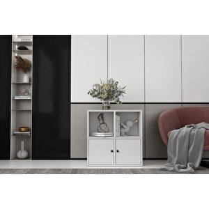 Consola Iki̇ Kapakli Rafli Beyaz Konsol Çitasiz Kns-1146-ç