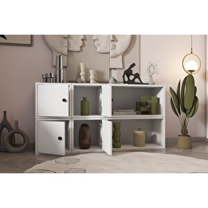 Consola Modüler Kapakli & Açik Rafli Konsol  133 Cm - Beyaz-nrg-kns-1021