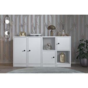 Consola Rafli Dolapli Konsol Beyaz 130 Cm Kns-1034-ç