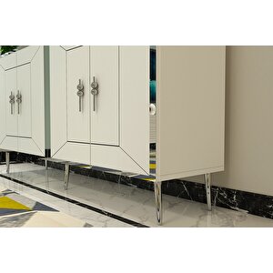 Arno Kb150 Konsol, Çok Amaçlı Dolap, Kahve Köşesi Beyaz Gümüş