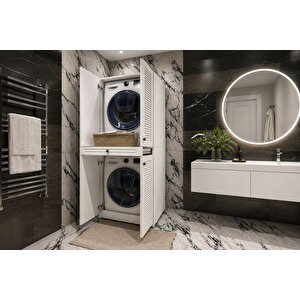 Sti̇l Çamaşir Maki̇nasi Ve Kurutma Maki̇nasi Dolabi, Code 02, Beyaz
