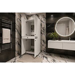 Sti̇l Çamaşir Maki̇nasi Ve Kurutma Maki̇nasi Dolabi, Code 02, Beyaz