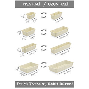 6 Parça Uzayabilen Makyaj Organizeri - Ayarlanabilir Modüler Çekmece İçi Takı Aksesuar Düzenleyici