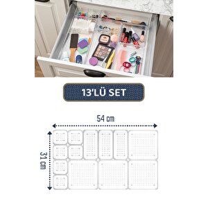 13'lü Takı Kozmetik Düzenleyici - Modüler Makyaj Çekmece İçi Düzenleyici - Mutfak Banyo Organizer