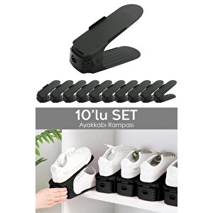 10'lu Tekli Ayarlanabilir Ayakkabı Rampası - Dolap İçi Ayakkabı Düzenleyici Organizer