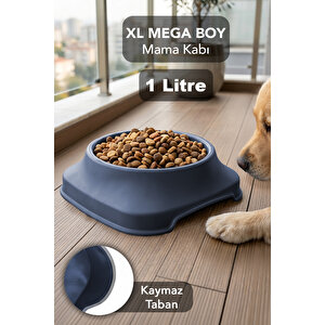 1 Lt Kaymaz Taban Kedi Köpek Mama Kabı - Xl Mega Boy Evcil Hayvan Su Kabı Mama Kasesi Lacivert