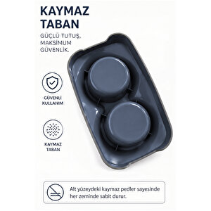 400ml Çift Bölmeli Mama Kabı - Kaymaz Taban Kedi Köpek Evcil Hayvan Mama Kasesi Su Kabı Lacivert