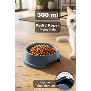 300ml Kedi Köpek Mama Kabı - Kaymaz Taban Evcil Hayvan Mama Kasesi Su Kabı Lacivert