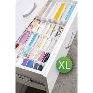 8 Bölmeli Çizgili Akordiyon Çok Amaçlı Çekmece Dolap İçi Organizer Düzenleyici 30x39x14 Cm Xl