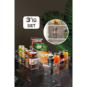 3'lü Buzdolabı Düzenleyici - Şeffaf Buzdolabı Içi Düzenleyici Organizer 3xmini