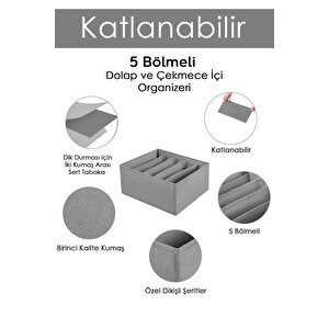3 Adet 5 Bölmeli Çekmece Içi Düzenleyici,dolap Çamaşır Düzenleyici, Saklama Kutusu Organizer