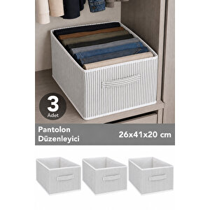 3'lü Çizgili Dolap İçi Düzenleyici Set - Kıyafet Oyuncak Saklama Kutusu Sepet Organizer