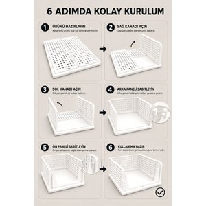 5'li Katlanır Organizer - Çok Amaçlı Eşya Kıyafet Depolama Dolap İçi Katlı Raf Düzenleyici Beyaz