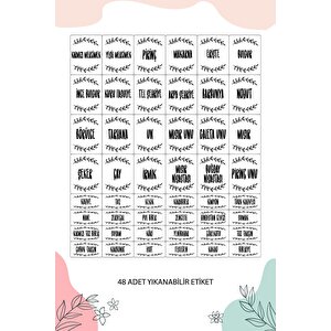 48 Adet Baharat Kavanoz Etiketi - Bakliyat Baharat Sticker Etiket