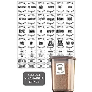 48 Adet Baharat Kavanoz Etiketi - Bakliyat Baharat Sticker Etiket