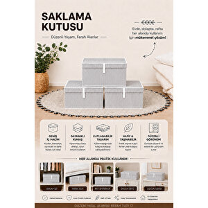 2'li Set Kapaklı Çok Amaçlı Hurç Saklama Kutusu Organizer Mini 40 X 30 X 26 Cm Gri