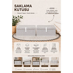 6 Adet Kapaklı Çok Amaçlı Hurç Saklama Kutusu Organizer Mega Plus 70 X 40 X 30 Cm Gri