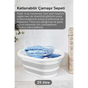 6'lı Banyo Seti - Katlanabilir Çamaşır Sepeti Katlanır Su Kovası Maşrapa Fermuarlı Yıkama Filesi