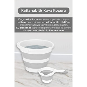 6'lı Banyo Seti - Katlanabilir Çamaşır Sepeti Katlanır Su Kovası Maşrapa Fermuarlı Yıkama Filesi