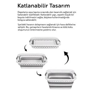 Katlanabilir Silikon Çamaşır Sepeti, Akordiyon Mega Boy Katlanır Çamaşır Sepeti